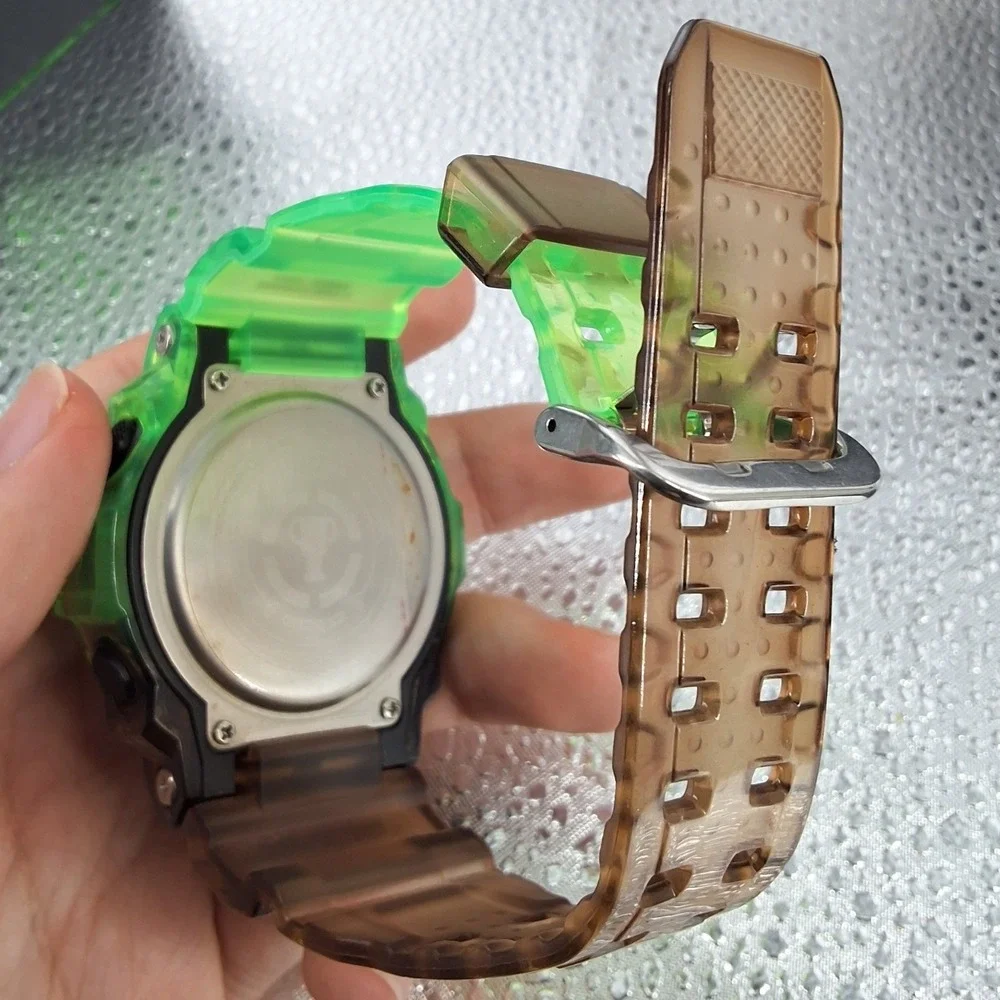 Game Theory Radioactive Digital Watch Neon Green Translucent Chronograph Box Tin